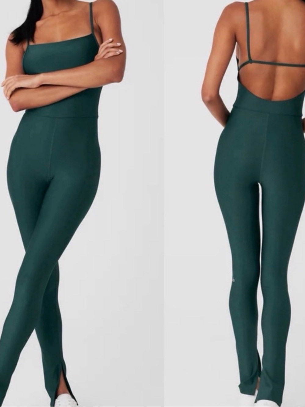 Alo Yoga Airlift Onesie Teal Blue Open Back Flare Leg Catsuit XXS Athleisure
